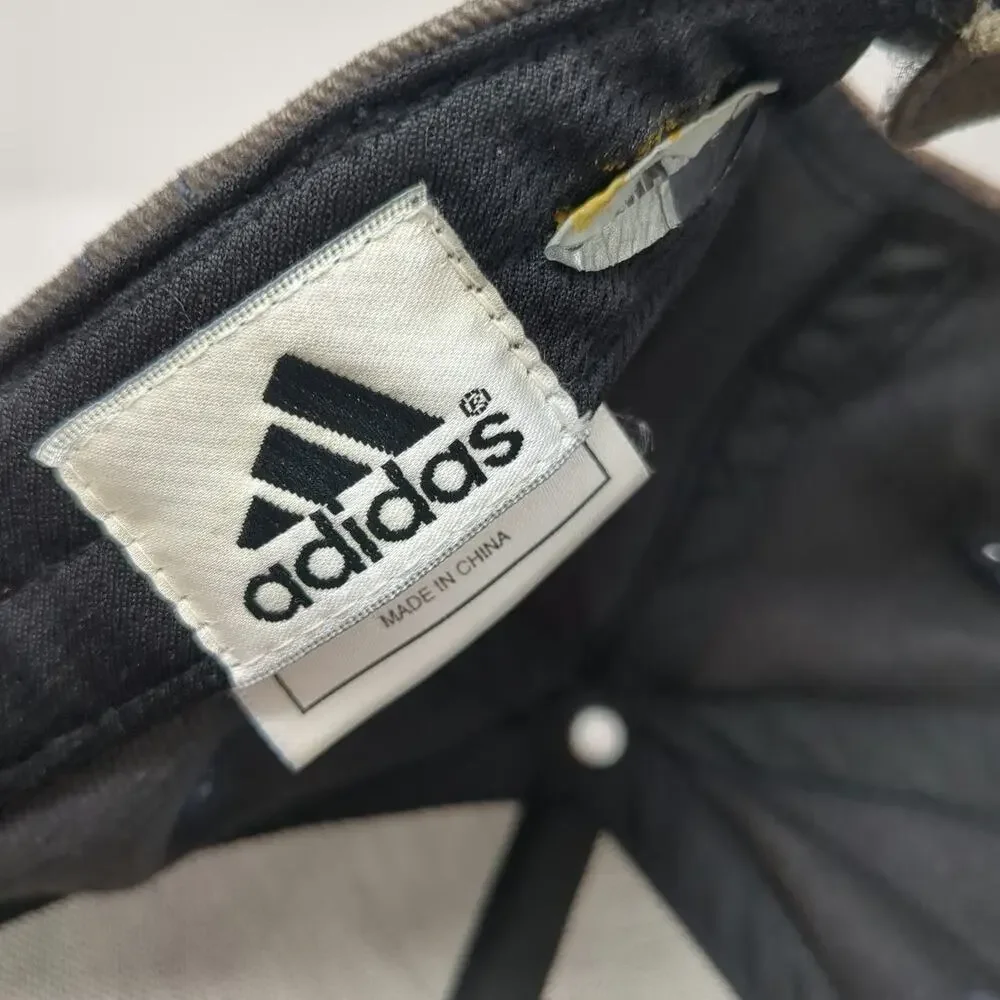 adidas Baseball Cap Gray One Size Strapback Embroidered Logo Piping Brim Hat